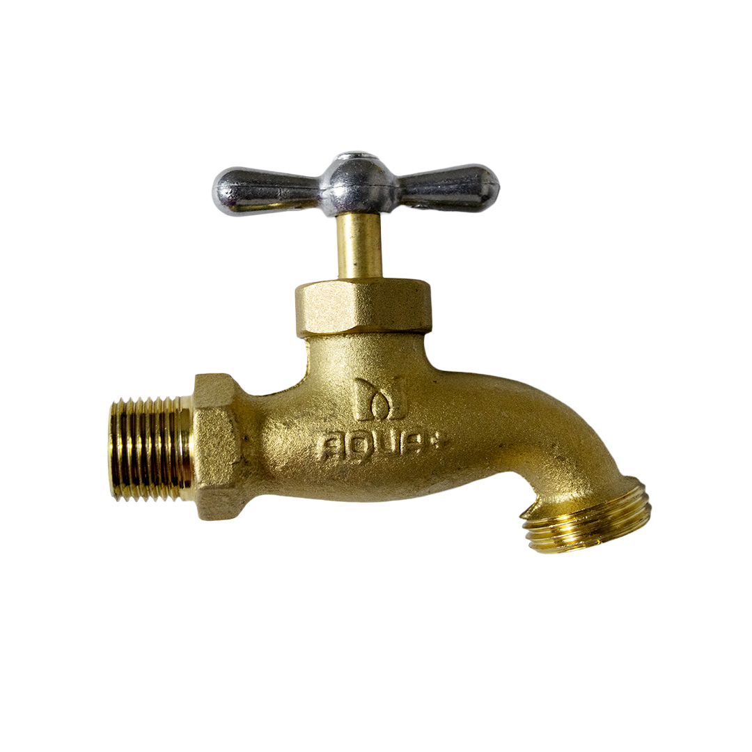 Llave de chorro bronce/rosca 225 gr.   Pesado 1/2", AQUA+